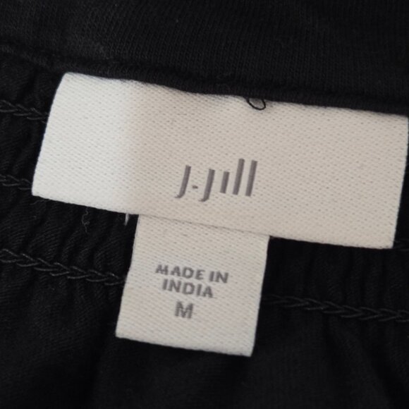 J. Jill Top Shirt Medium Embroidered Black Button-Front Top 3/4 Sleeve Boho - Picture 8 of 8